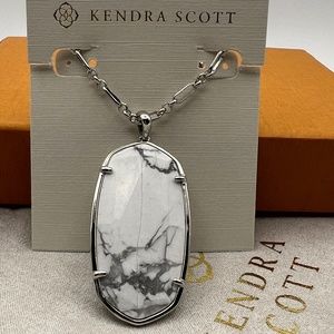 Kendra Scott Faceted Reid Silver Long Pendant Necklace In White Howlite
